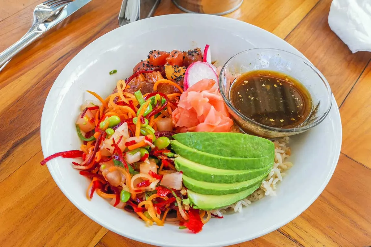 A delicious poke bowl at Eat Street in Santa Teresa