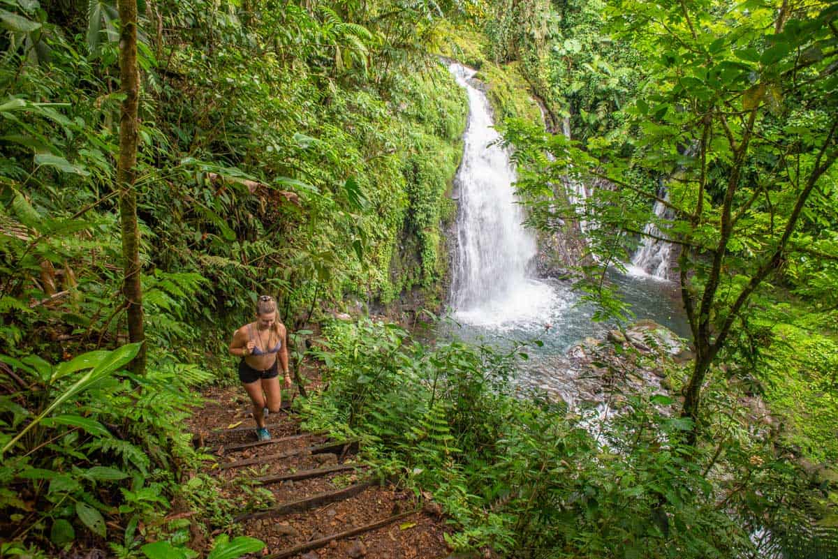 A waterfall at Pozo Azul between San Jose and La Fortuna