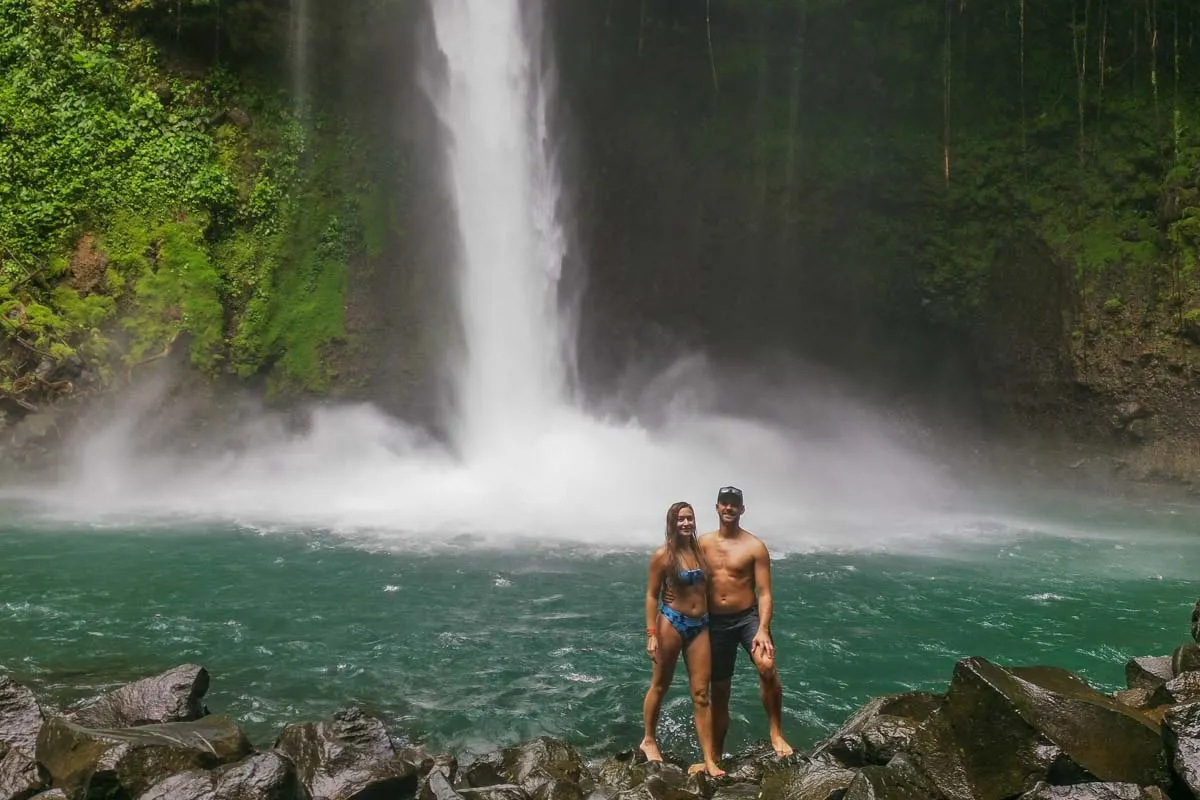 Bailey and Daniel at La Fortuna Waterfall