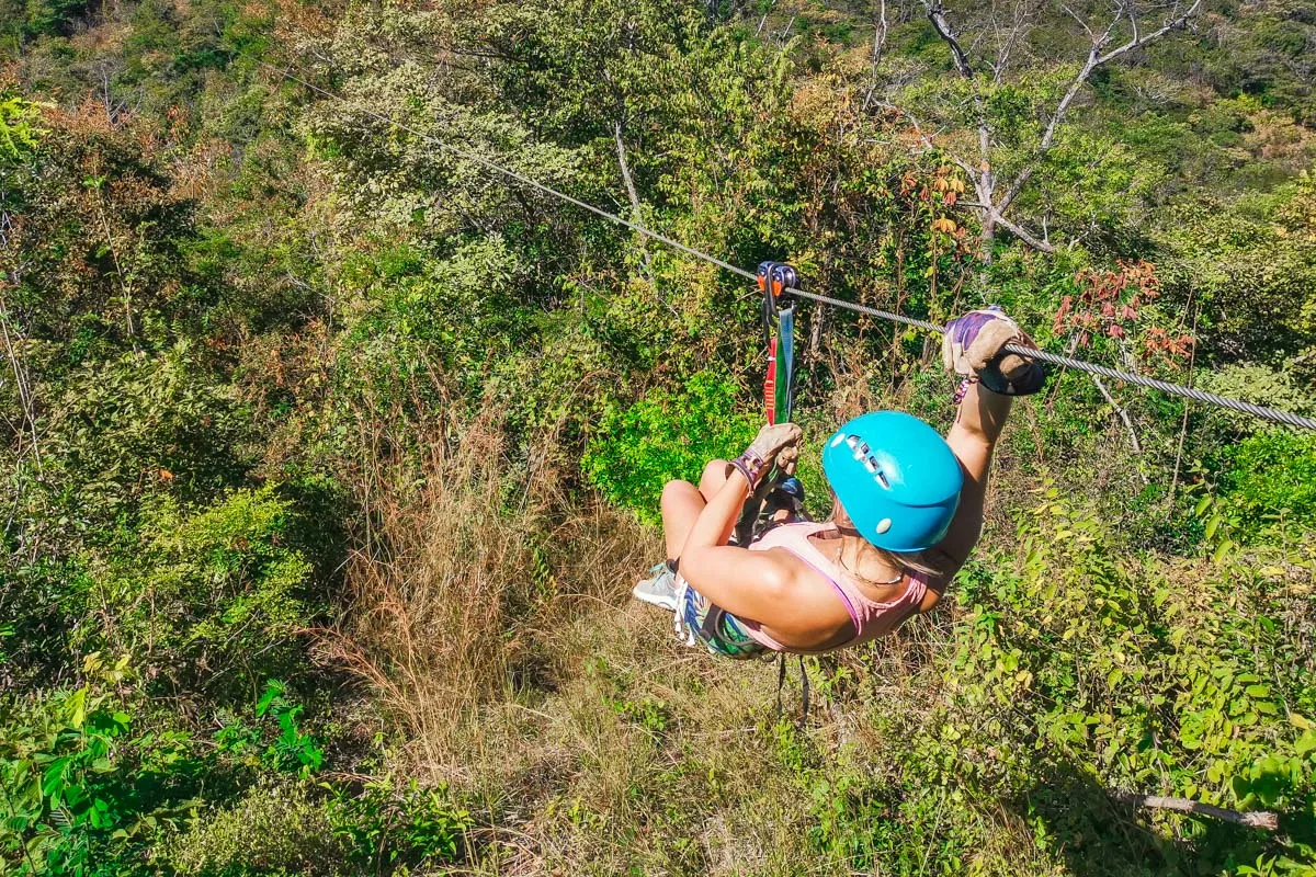 A lady gets ready to go at Miss Sky Zipline, Nosara, Costa Rica