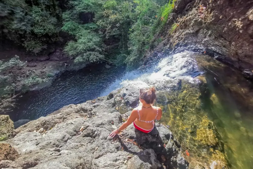 Relaxing on the edge at Montezuma Waterfall