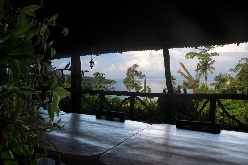 view of the ocean from the restaurant at Bella Vista Corcovado
