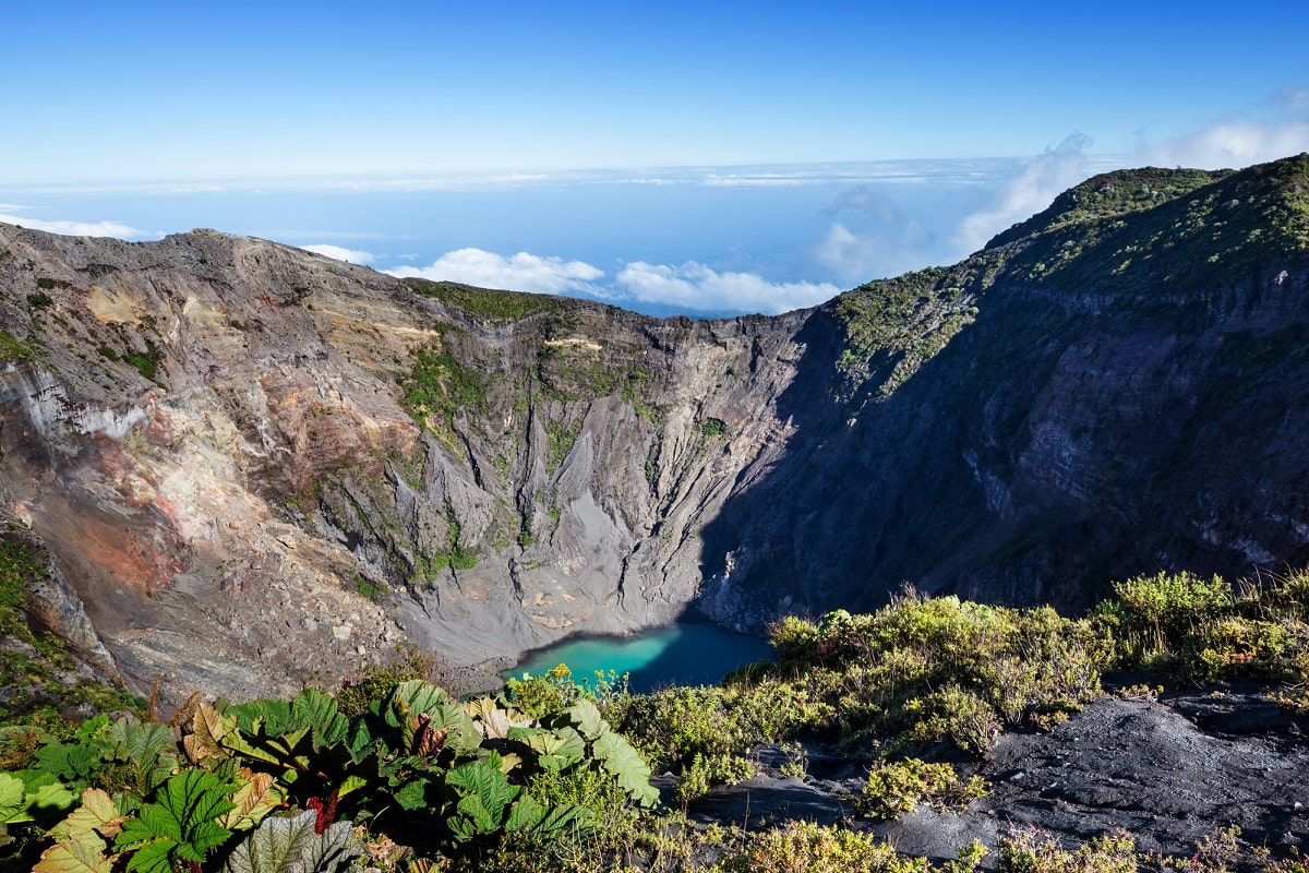 view into the Irazu Volcano blue crater