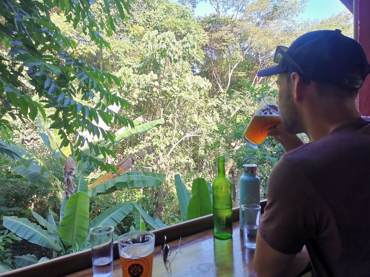 enjoying a drink in the jungle surrounding Montezuma