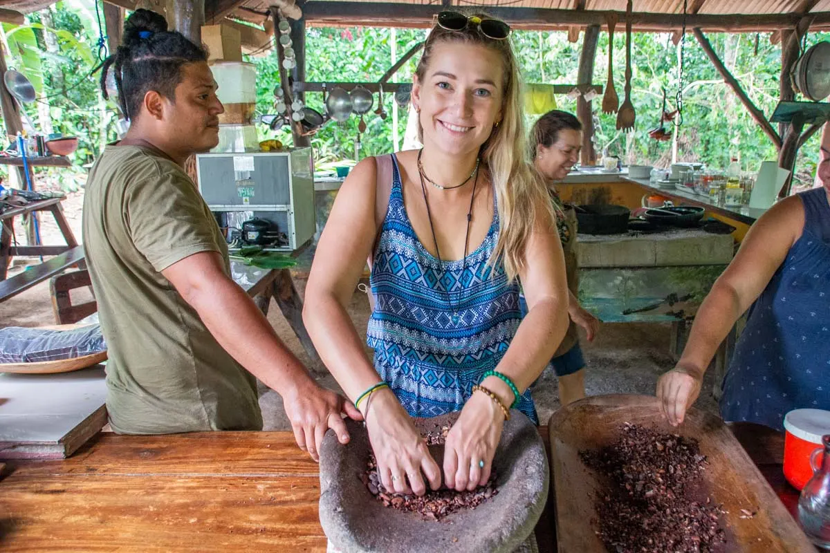 making chocolate in Limon, Costa Rica