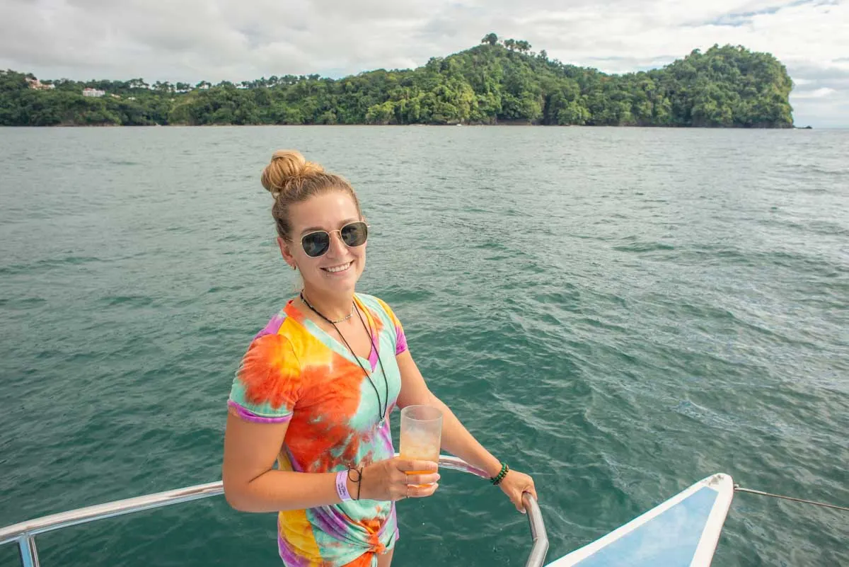 A lady on a sunset cruise in Manuel Antonio and Quepos, Costa Rica