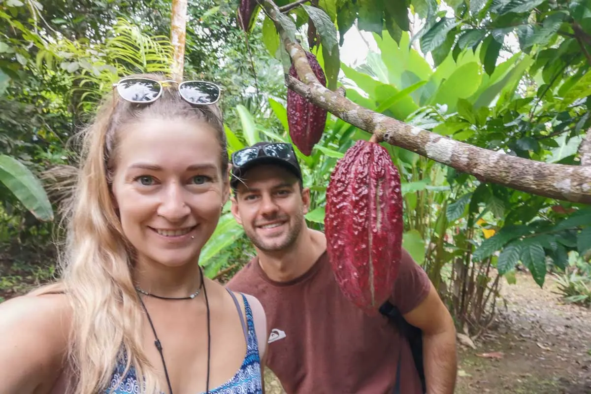 Dane and Bailey take a selfie ona coffee tour in Liberia, Costa Rica