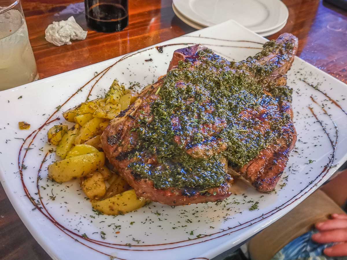 A huge tomahawk steak at El Point in Jaco, Costa Rica