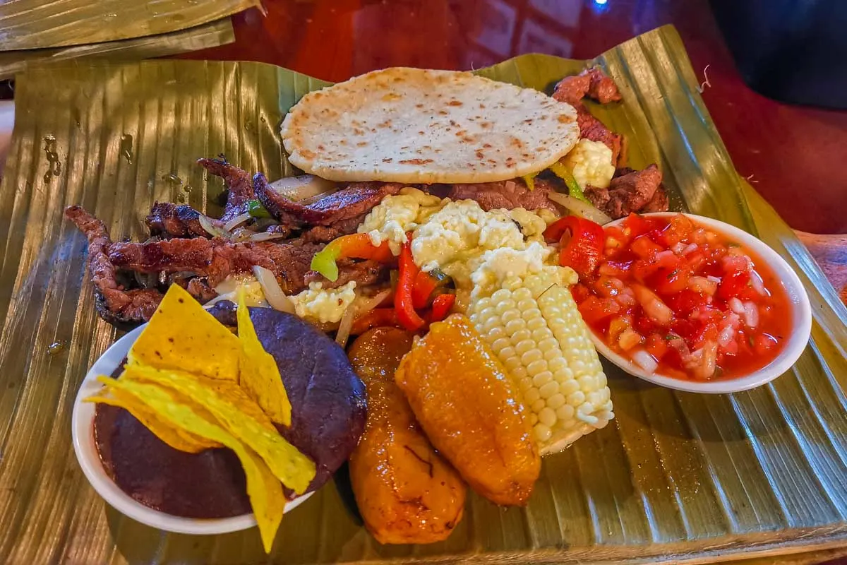 Large plate at Restaurante Nuestra Tierra in San Jose, Costa Rica