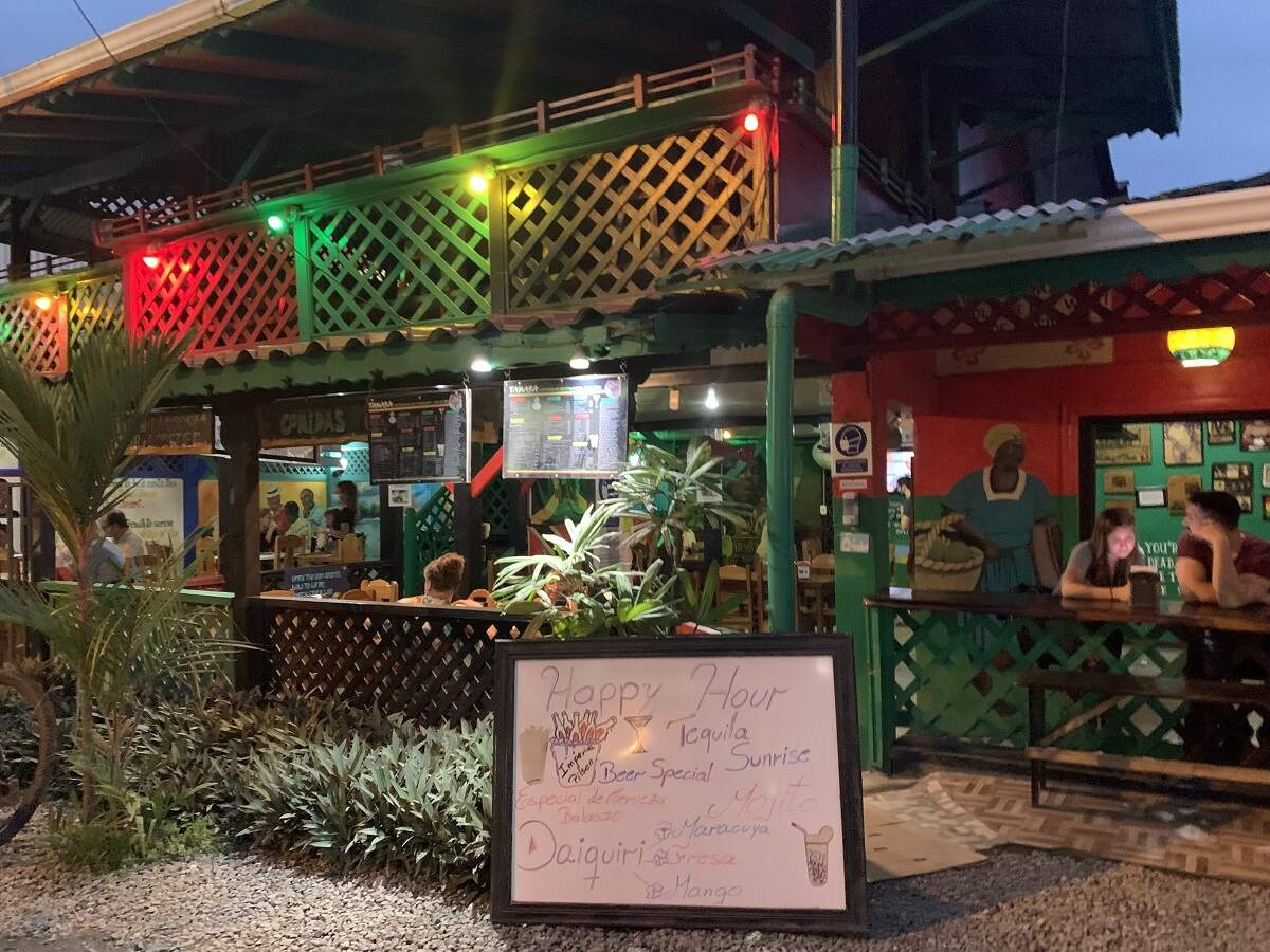 a lively restaurant and bar in Puerto Viejo town