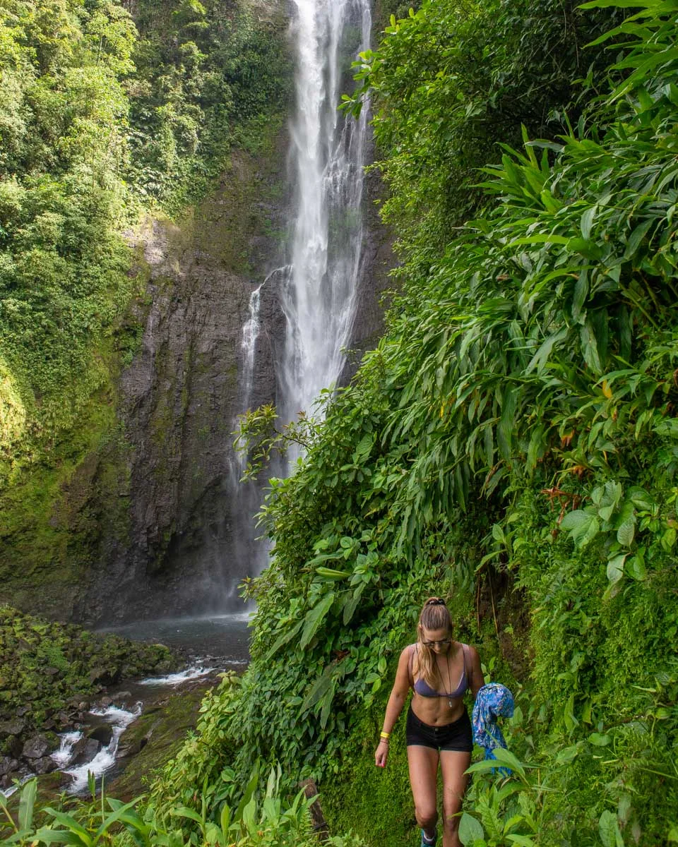 The huge Pozo Azul Waterfall in Costa Rica