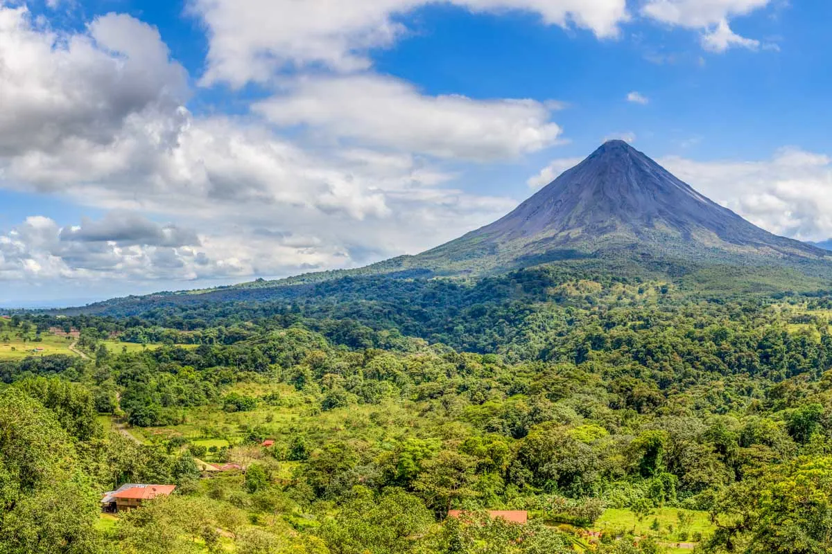 Arenal Volcano on a beautiful day in Costa Rica