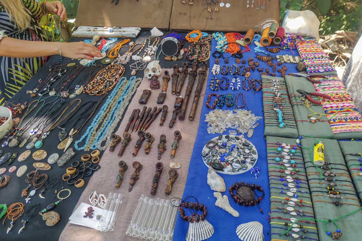 Hand made jewlery at the Old Harbor Craft Market in Puerto Viejo, Costa Rica