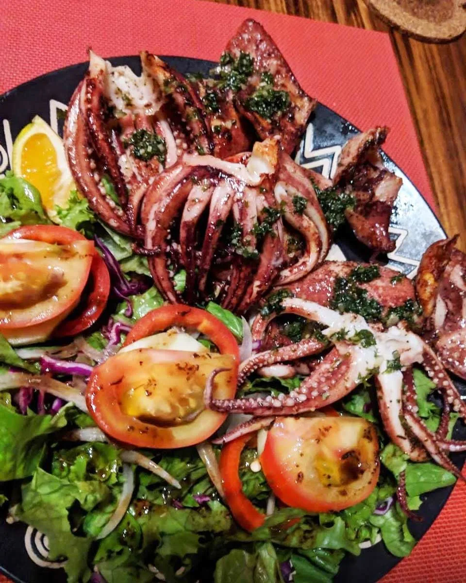Grilled squid from Sabor Espanol in Uvita, Costa Rica