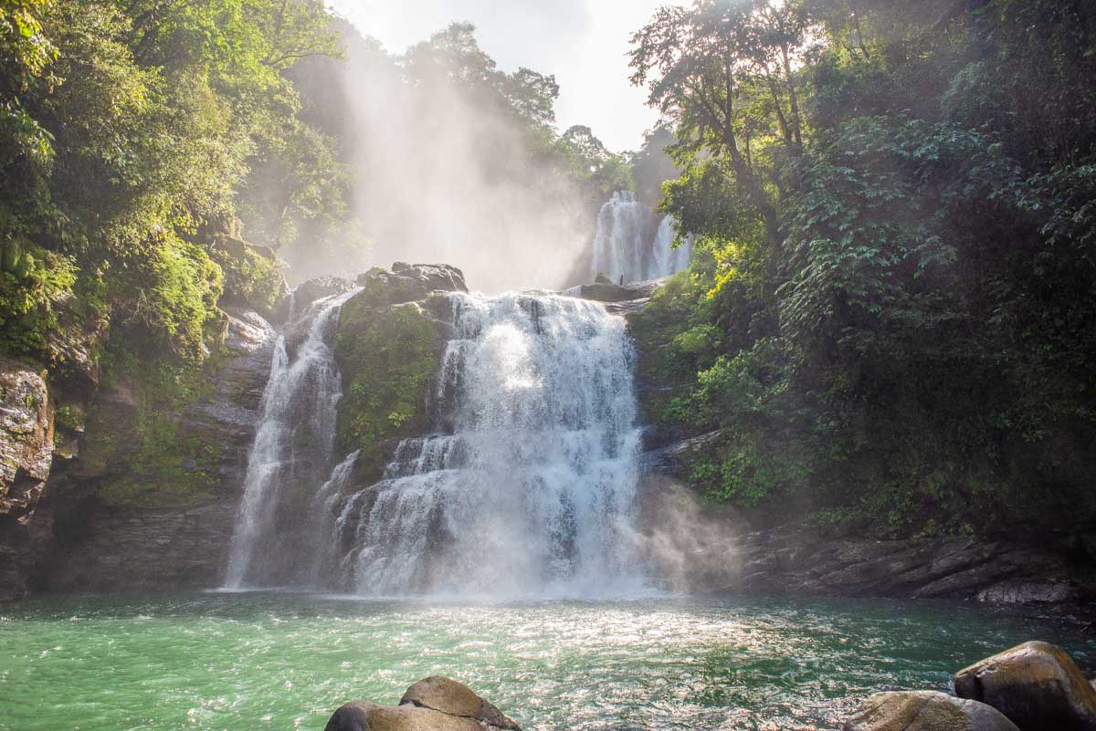 Landscape shot of Nauyaca Waterfalls taken from lower waterfall