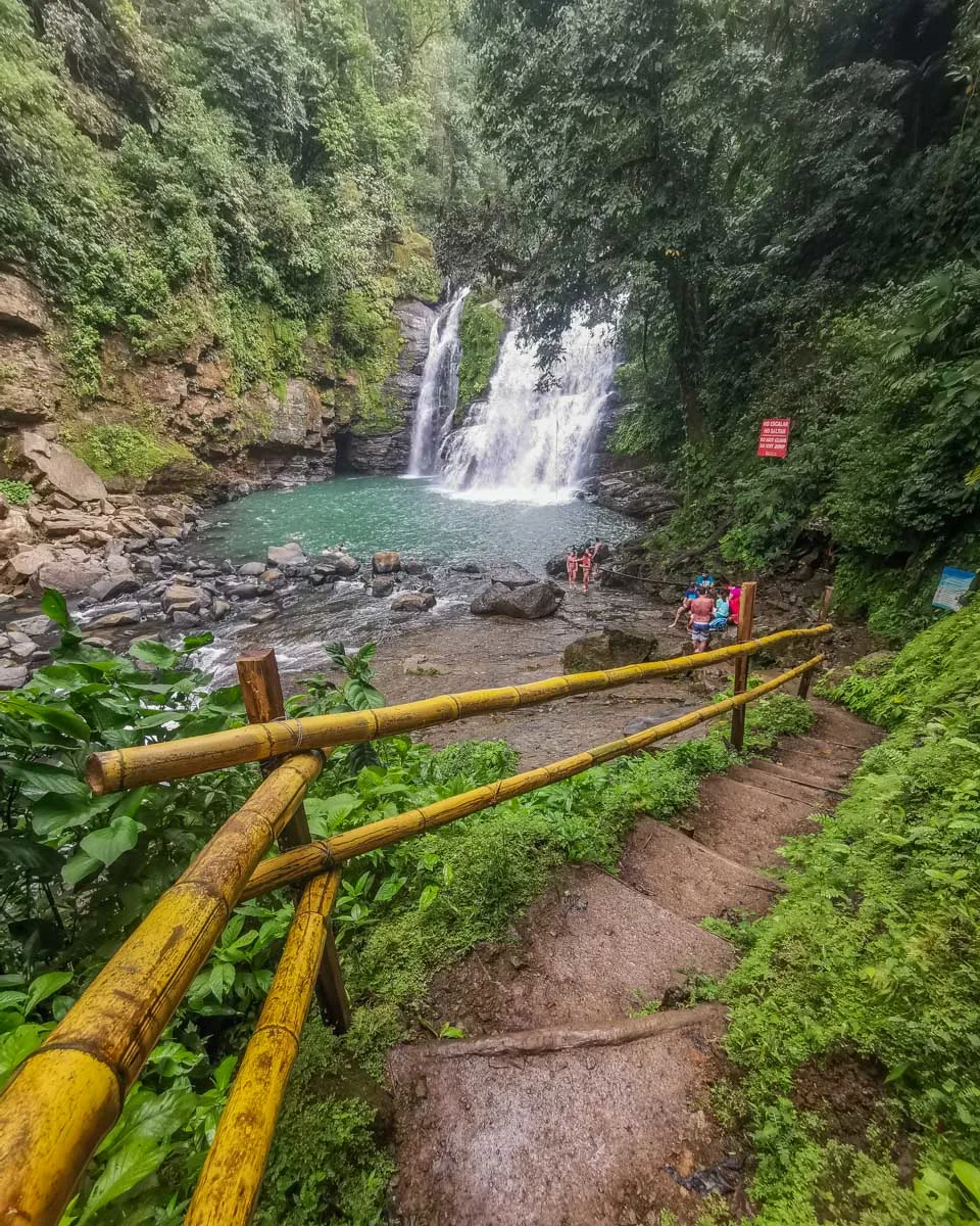 Steps to Nauyaca Waterfalls lower waterfall