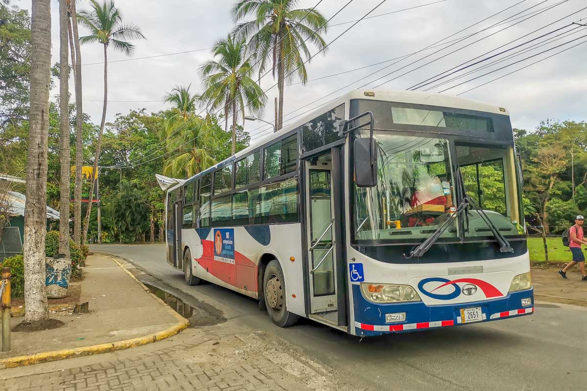 The bus that travels from Quepos to Manuel Antonio and then to the national park entrance