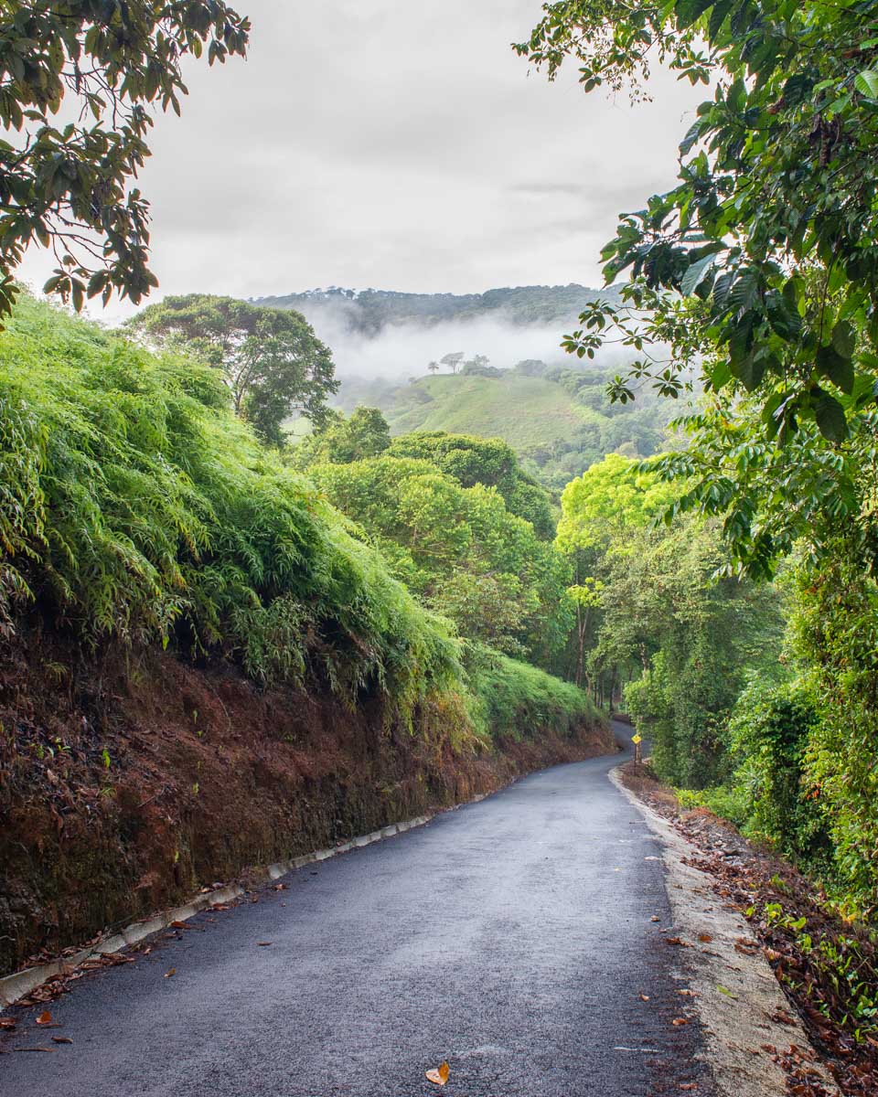 The road from the ticket office to the parking lot of Nauyaca Waterfalls