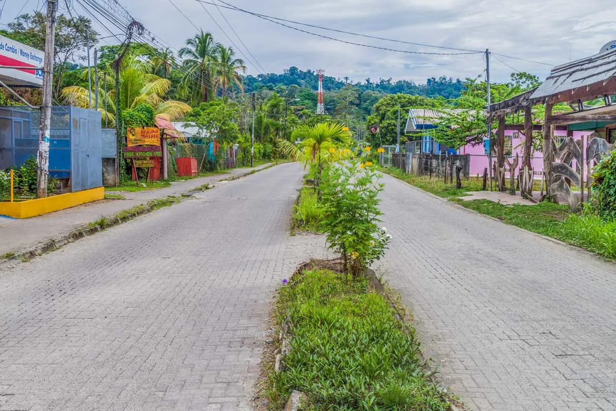 Quiet street in Cahuita town, Costa Rica