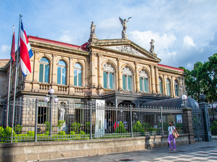 The front of the National Theater of Costa Rica in San Jose