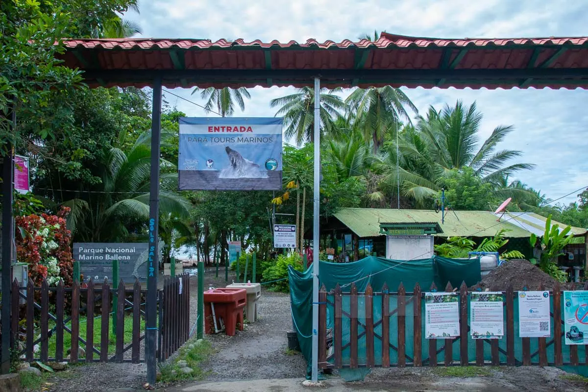 The main entrance to Marino Ballena National Park in Uvita, Costa Rica