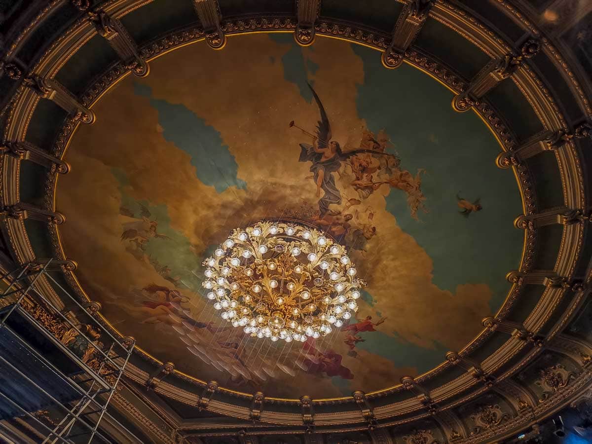 The roof of the stage at the National Theater of Costa Rica in San Jose