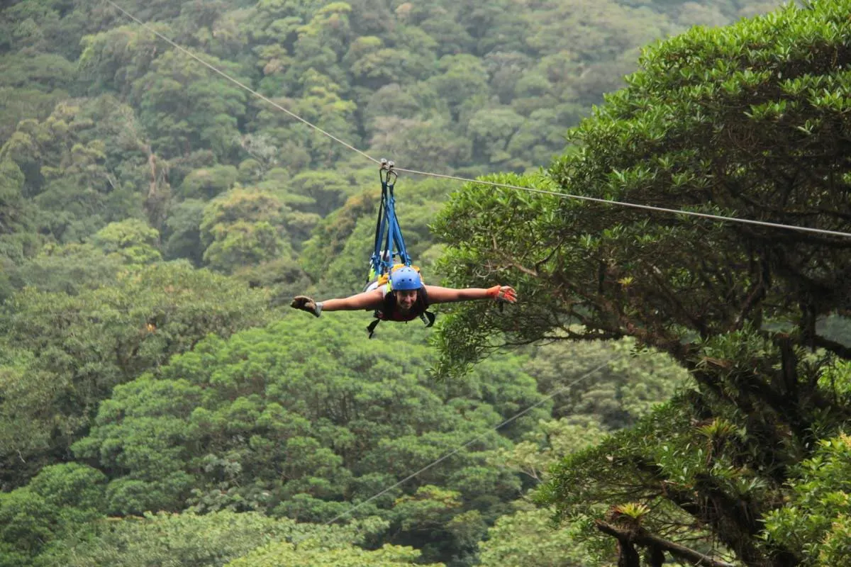 superman ziplining at Selvatura Park in Monteverde, Costa Rica
