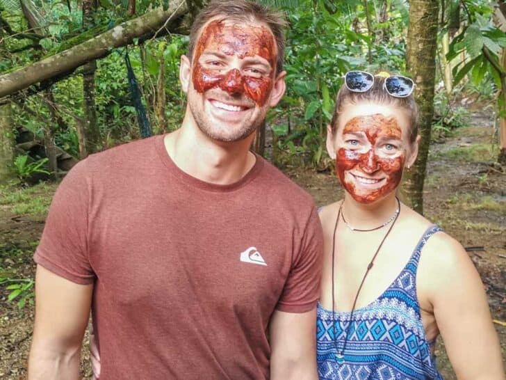 Daniel and Bailey with a chocolate mask at Rancho Raices de Osa