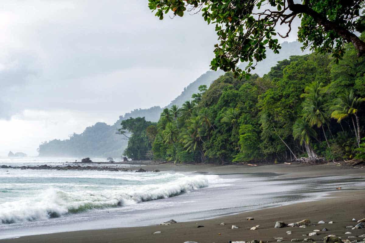 Secluded, Empty Beach and Jungle at Corcovado National Park Costa Rica