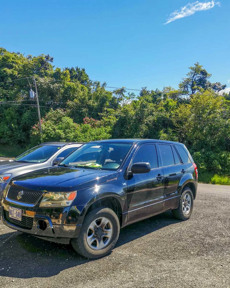 Our rental car parked up in Costa Rica