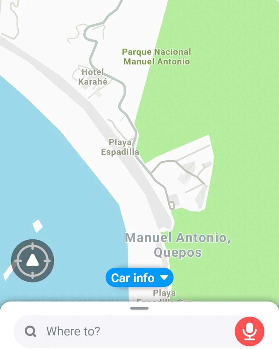 Waze map of Manuel Antonio