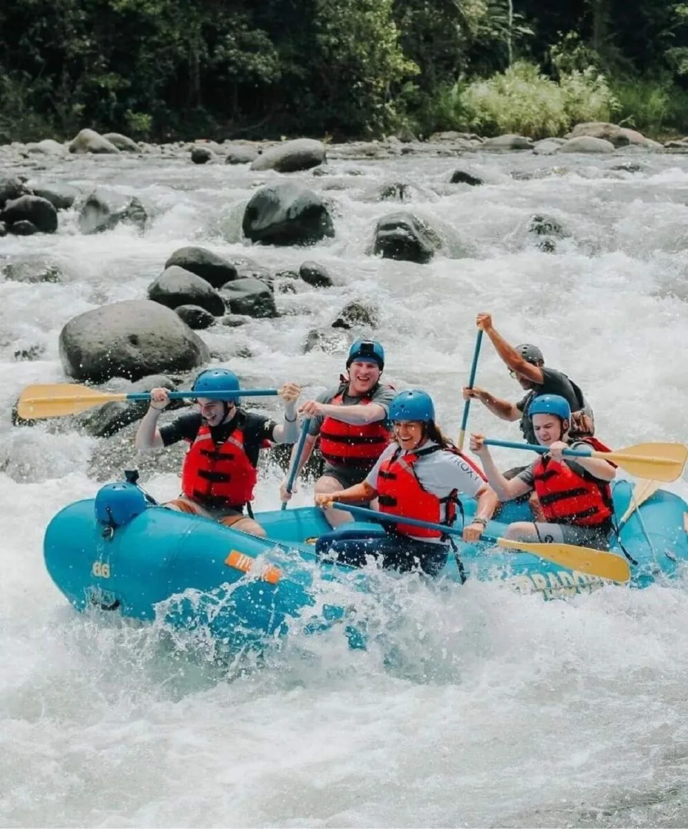 Group going through some big rapids on the Tenorio River