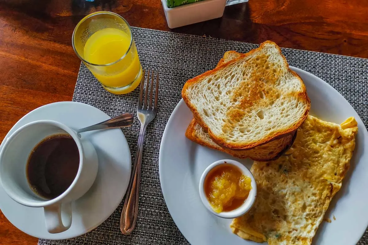 A free breakfast at Casa Luna Hotel in La Fortuna, Costa Rica