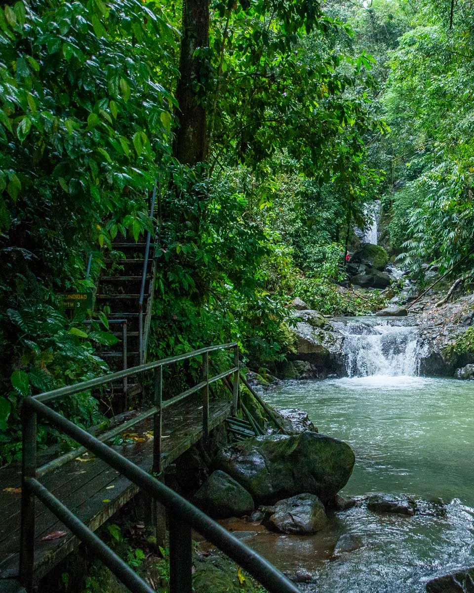 The metal boardwalk at Uvita waterfall