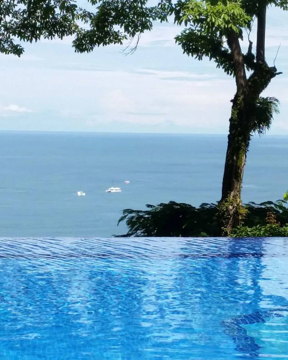 Ocean view from the pool of Tulemar Resort in Costa Rica