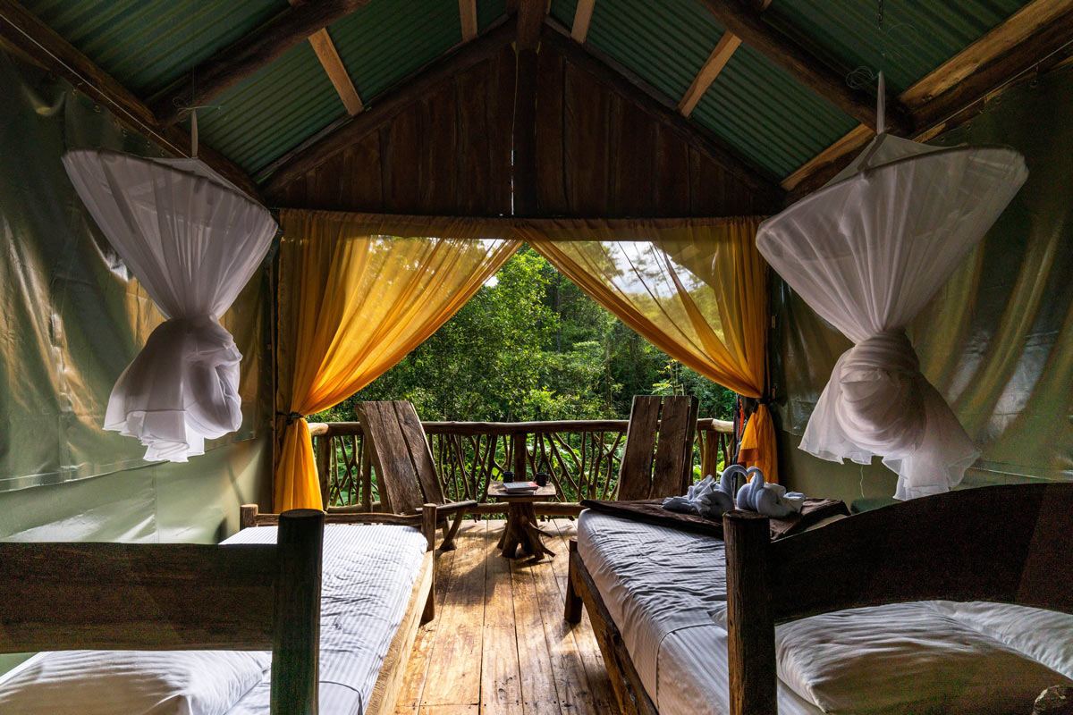 Room with two beds at La Tigra Lodge
