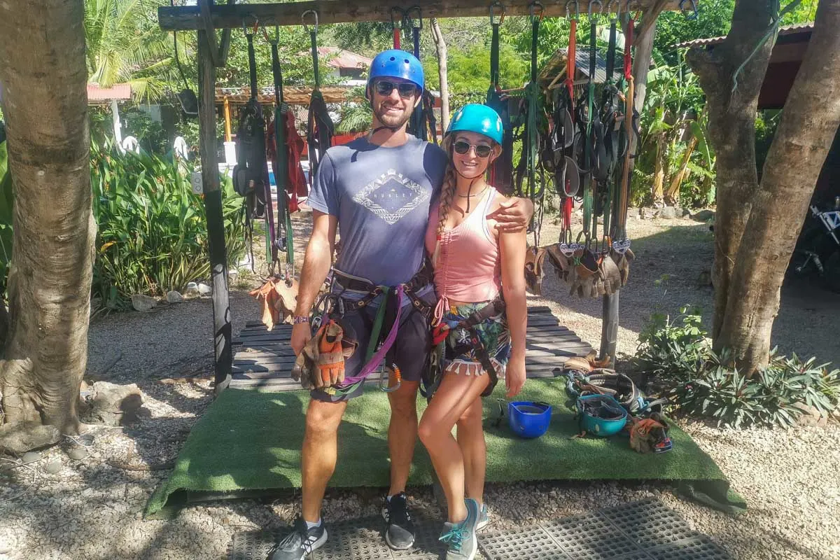 Daniel and Bailey pose for a photo before going ziplining in Costa Rica