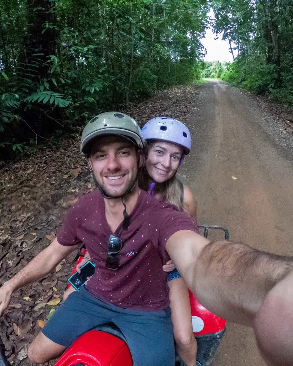 Daniel and Bailey take a selfie while atving in Jaco, Costa Rica