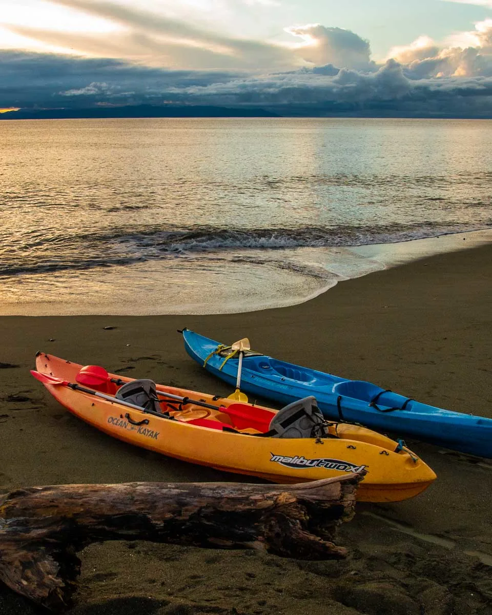 Our two kayaks on a Paquera Kayaking tour in Costa Rica