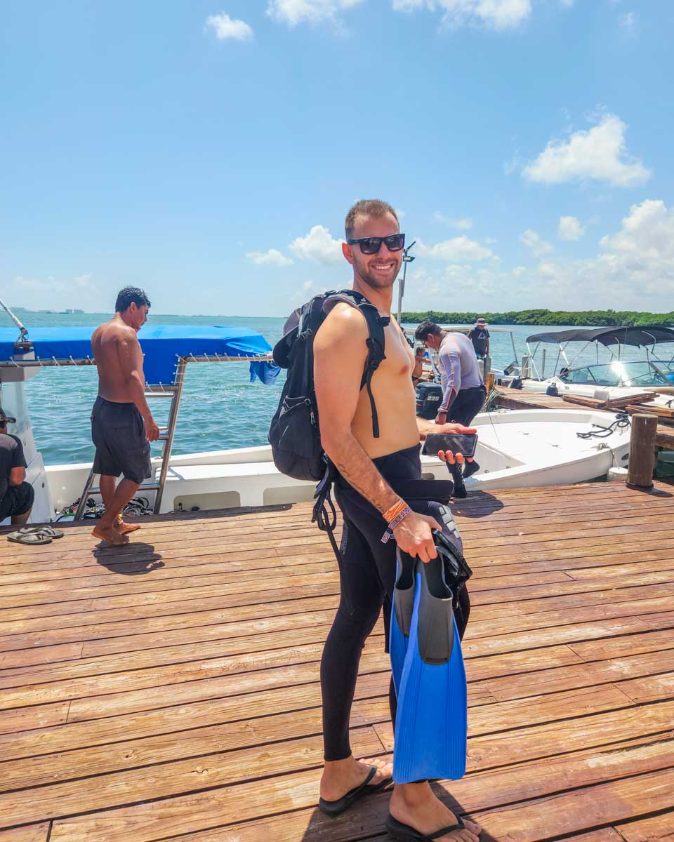 Daniel getting ready to go scuba diving in Tamarindo, Costa Rica