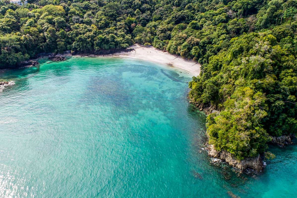 Manuel Antonio National Park view of beautiful beach from the sky Costa Rica