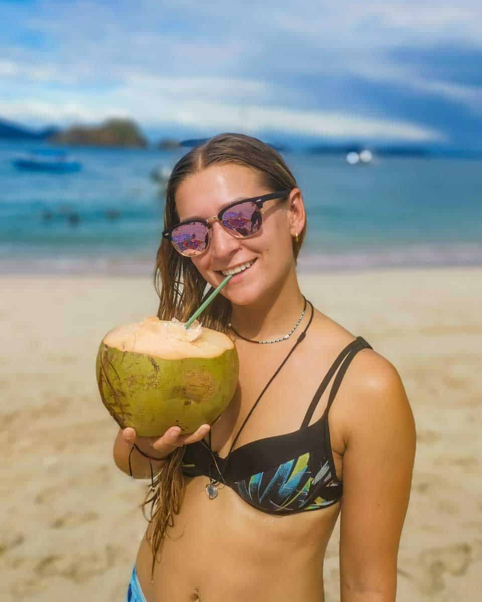 Bailey-sips-a-coconut-in Tamarindo Costa Rica